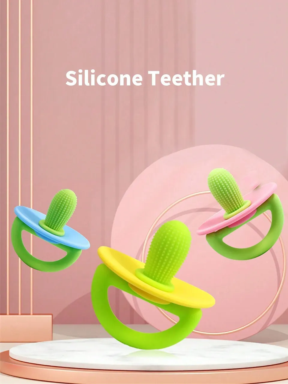Produktbillede: Silicone Baby Teething Rings, Pacifier- Style Teething Tools With Soft Massaging Nubs